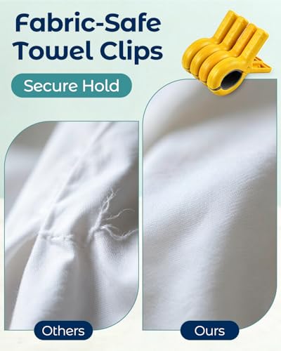 10 Pack Beach Towel Clips Heavy Duty Large Beach Essentials Chair Pool Clip | Yellow Clips with Strong Grip, Silicone Protection, Rust Resistant Spring, Multi-Use for Beach, Boat, Cruise & Outdoors - color: Yellow