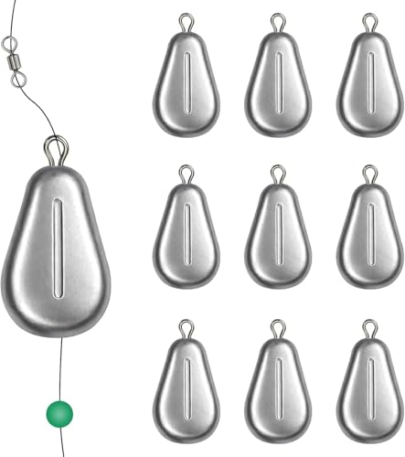10pcs Fishing No-Roll Sinker Fishing Lead Weights Fishing Sinker Weights Assorted 10g 30g 50g Olive Heart Bass Casting for Catfish Rig, Surf Fishing - style: 30g/1.05oz-10pcs