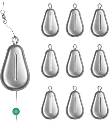 10pcs Fishing No-Roll Sinker Fishing Lead Weights Fishing Sinker Weights Assorted 10g 30g 50g Olive Heart Bass Casting for Catfish Rig, Surf Fishing - style: 30g/1.05oz-10pcs