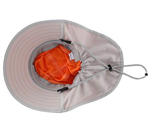Connectyle Kids Sun Hat Adjustable Fishing Hat for Boys Grils Breathable UPF 50+ Protection Outdoor Beach Hat with Neck Flap - color: Orange