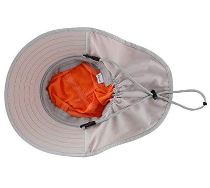 Connectyle Kids Sun Hat Adjustable Fishing Hat for Boys Grils Breathable UPF 50+ Protection Outdoor Beach Hat with Neck Flap - color: Orange