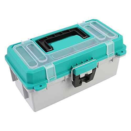 Sheffield 12671 13" Tackle Box, Tool Box, Craft Storage, Fishing Gear and Art Supply Storage Organizer, Gifts for Men, Gifts for Women, Made in USA - color: Aquamarine Blue
