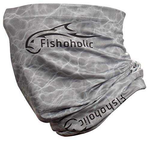 Fishoholic UPF50+ Fingerless Fishing Gloves - Sticky Grip Sun Protection Glove - Kayaking Paddling or Rowing - color: Grey H2O Camo, size: L / XL