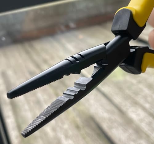 Hanpex-7 inch Fishing Pliers with Anti-rust Teflon coated, Freshwater/Saltwater Fishing Tools, Comfort Grip Handles Fishing Gear Idea for Fishing Trip - style: 7" Straight Nose