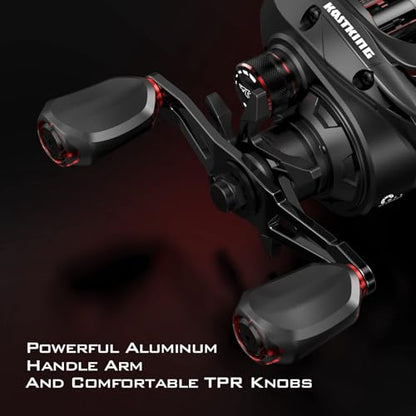 KastKing Brutus Baitcasting Fishing Reel, Graphite Frame, 7.2:1 Gear Ratio, 5+1 Shielded Stainless-Steel Ball Bearings,10 Button Magnetic Braking System, 17.6LB Carbon Fiber Drag, Aluminum Handle - color: Left Handed-7.2:1