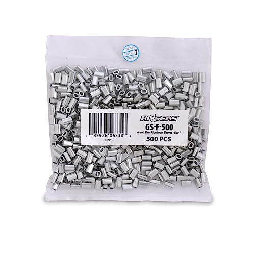 HI-SEAS Grand Slam Aluminum Fishing Line Crimp Sleeves - Bulk 500 Pieces, Durable and Strong Crimps for Monofilament 40lb Test up to 600lb Test for Saltwater Fishing Leaders - style: 500 Pc/1.5 Mm