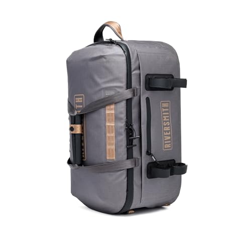 RiverSmith Waterproof Duffel Bag with Rod Tube Holders, Lightweight Fishing Travel Duffel with Backpack Straps, Durable Gear Bag for Fly Fishing, Boating & Adventure Travel (Shadow Kelp, 45L) - color: Shadow Kelp