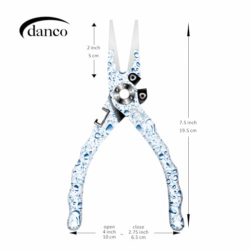 danco duffy 7.5-inch Fishing Pliers with Replaceable Line Cutters, Aircraft Grade Aluminum Fishing Gear, Saltwater Resistant Fishing Tools, Rubberized Paint Coating (White Water Drop) - color: White Water Drop