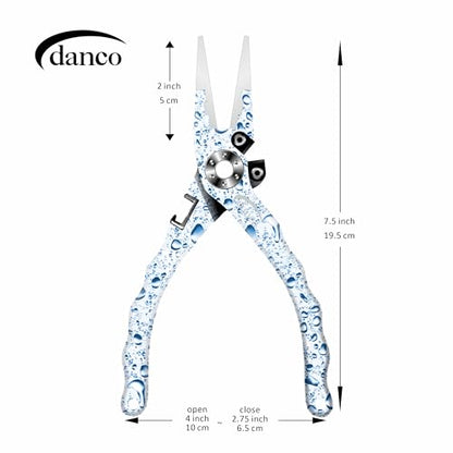 danco duffy 7.5-inch Fishing Pliers with Replaceable Line Cutters, Aircraft Grade Aluminum Fishing Gear, Saltwater Resistant Fishing Tools, Rubberized Paint Coating (White Water Drop) - color: White Water Drop