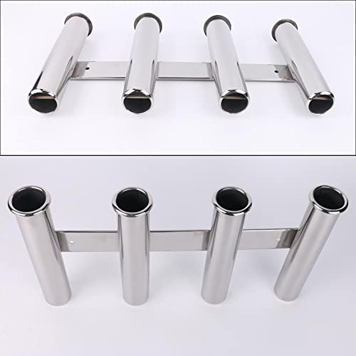 Wall-Mounted 316 Stainless Steel Rod Holder 4 Tube Fishing Pod Rack for Marine Boat Yacht Camper RV