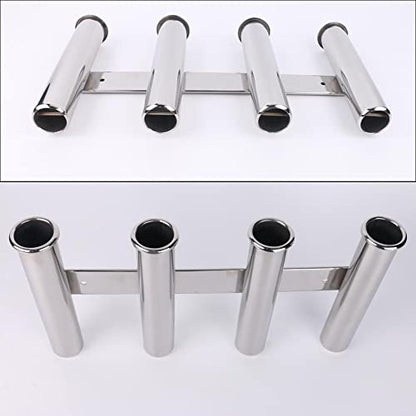 Wall-Mounted 316 Stainless Steel Rod Holder 4 Tube Fishing Pod Rack for Marine Boat Yacht Camper RV