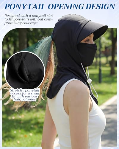 Shihanee 3 Pack Balaclava Face Mask Sun Protection Hood Cooling Breathable Full Head Mask for Men Women Fishing Cycling - color: Black