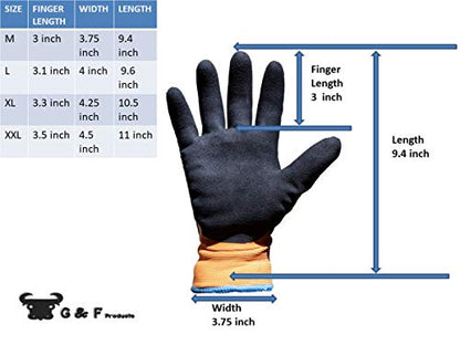 Waterproof cold weather Double Coated Windproof HPT Plam and Fingers Acrylic Terry inner - size: 3 Pair X-Large