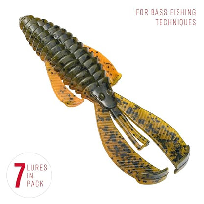 Strike King Rage Bug Fishing Lure, Soft Plastic Grub, Unique Design, Subtle Action - color: Bama Craw, size: 4"