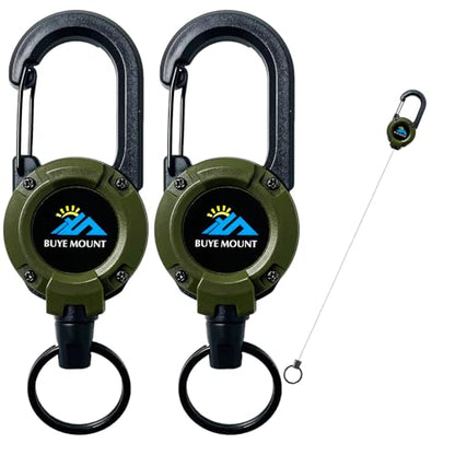 Yojaro Retractable Keychain Heavy Duty 2Pack, Multitool Carabiner Badge Holder, Retractable Keychain Clip Id Holder, Upgraded 58cm Stainless Steel Cord Green - color: 2 Pack Green