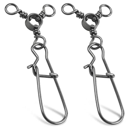 AGOOL Fishing 3 Way Swivel Snaps - 30pcs T-Turn Fishing Swivels Triple Swivels Cross Line Duo Lock Snap Swivels Fishing Lure Connectors Fishing Tackle for Trolling Catfish Rig Saltwater Freshwater - size: 8# (26lb) - 30pcs