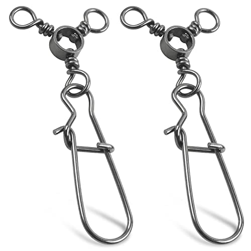 AGOOL Fishing 3 Way Swivel Snaps - 30pcs T-Turn Fishing Swivels Triple Swivels Cross Line Duo Lock Snap Swivels Fishing Lure Connectors Fishing Tackle for Trolling Catfish Rig Saltwater Freshwater - size: Kit-50pcs