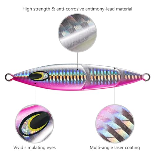 Bassrock Vertical Jigs Luminous Slow Jigging Lure for Saltwater Freshwater Fishing one Piece - color: Silver, size: 150 grams (5-9/32 oz)