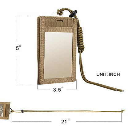 EXCELLENT ELITE SPANKER Tactical ID Card Holder Adjustable Neck Lanyard Key Ring Loop Patch Badge Holder and Credit Card Organizer (Coyote Brown) - color: Coyote Brown