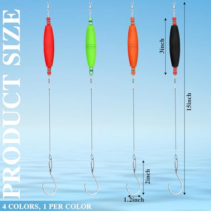 Soulchen 4 Pcs Catfish Float Rigs Fishing Bobbers 3 Inch Float Popping Corks Catfishing Equipment Tackle Combo EVA Peg High Buoyancy Body Circle Hooks Weight - color: Classic