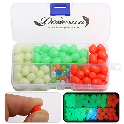 Dovesun Soft Rubber Fishing Beads Fishing Bait Eggs Accessories 7 Colors with Tackle-Box 0.23in(600pcs), 0.31in(250pcs), 0.39in(120pcs) - color: Oval-10*15-131pcs