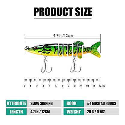 TRUSCEND Swimmax Easy Catch Fishing Lures with BKK Hooks, Wiggling, Vibrating, Rattling and Gurgling for More Bite, Heavy-Duty Dyneema Fiber Jointed Swimbaits for Bass, Trout, Walleye, Crappie, Pike - color: G-4.7",0.7oz