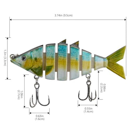 BASSDASH Bone Swimbait Multi Jointed Hard Fishing Lure for Bass Trout Bluegill Pike with Angled Cut Segments - color: Threadfin