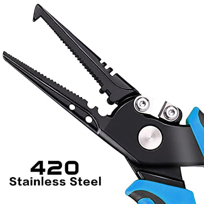 Sougayilang Fishing Pliers,Sheath and Lanyard Tungsten Carbide Cutters,420 Stainless Steel Fishing Tools,Saltwater Resistant Fishing Gear with Rubber Handle-7.5'' Split Ring Nose - Blue - color: 7.5'' Split Ring Nose-blue