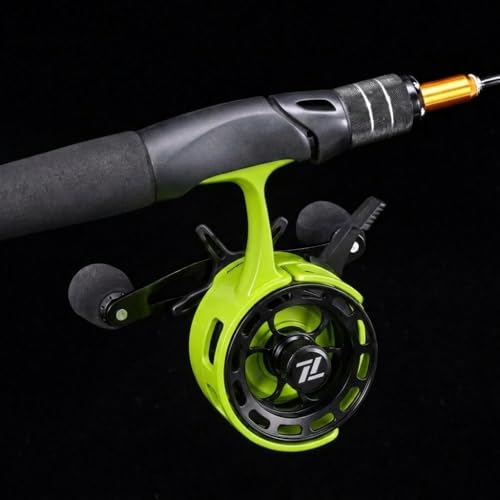 Ice Fishing Reel, 3.2:1 Gear Ratio Ultra Smooth 3+1 Ball Bearings and Magnetic Drop System, Aluminum Alloy Fishing Reel for Ice Fishing and Winter Angling - color: Green-Right