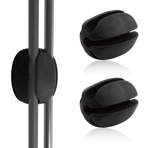 Fishing Rod Holder Straps, 2pcs Silicone 5-Holes Fishing Rod Fixed Ball, Fly Fishing Puller Fishing Accessories for Fishing Pole - style: Black-2pcs
