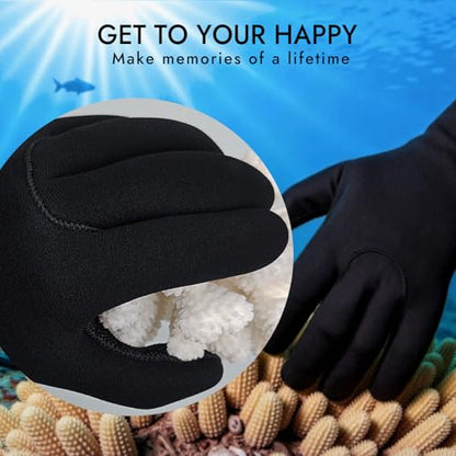 Neoprene Gloves, 3mm Anti-Slip Diving Gloves Waterproof Wetsuit Gloves for Scuba Fishing Kayaking Surfing Swimming - color: Black-With Strap, size: Small