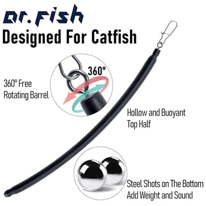 Dr.Fish 6 Pack Dragging Weights for Catfishing, Drifting Weight Freshwater Fishing Sinkers Bottom Search Slip Stick Trolling Catfish Tackle Gear - size: 5oz-6 Pack