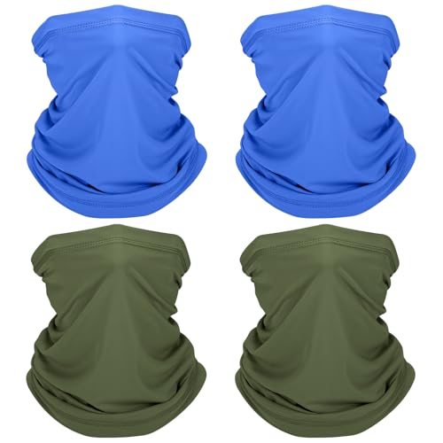 Cooling Neck Gaiter, Summer UV Face Mask Dust Balaclava, Neck Gator Bandana Face Cover for Sun Protection Men Women Outdoor - color: Darkblue*2/Armygreen*2