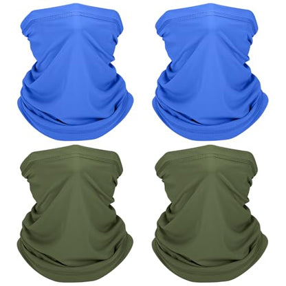 Cooling Neck Gaiter, Summer UV Face Mask Dust Balaclava, Neck Gator Bandana Face Cover for Sun Protection Men Women Outdoor - color: Darkblue*2/Armygreen*2