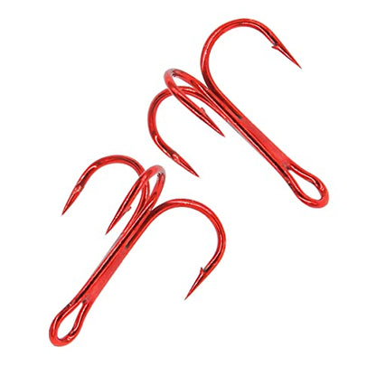 200 Pack Fishing Treble Hooks Kit High Carbon Steel Hooks Strong Sharp Round Bend with Split Rings for Lures Baits Saltwater Freshwater Fishing Size 2# 4# 6# 8# 10# - color: Red Mixed 200pcs