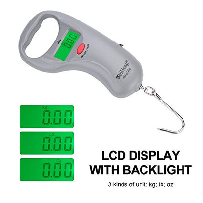 Fish Scale Digital Weight, LCD Display Portable Electric Fishing Hanging Scale 45kg with Tapeline Fishing