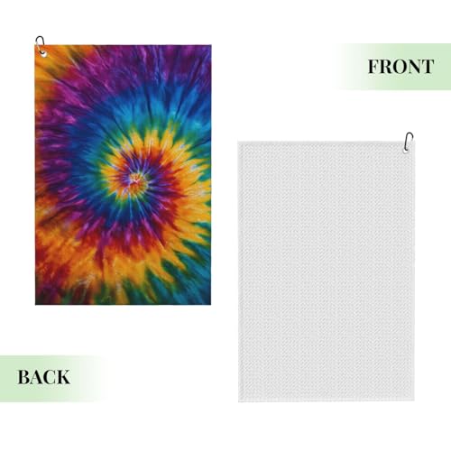 Tie Dye Golf Towel Microfiber with Carabiner Clip, Funny Cleaning Cloth for Golf Balls & Clubs, Gift for Women Men, Golfers, Dad, Grandpa, Bag Accessories 16"*24" - color: Tie Dye