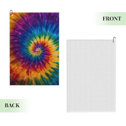 Tie Dye Golf Towel Microfiber with Carabiner Clip, Funny Cleaning Cloth for Golf Balls & Clubs, Gift for Women Men, Golfers, Dad, Grandpa, Bag Accessories 16"*24" - color: Tie Dye