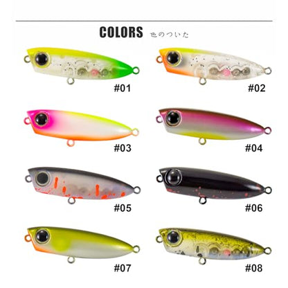 COUNTBASS 45mm 3.2g (1.77'' 0.1oz) Popper Hardbaits with Single Hook Topwater Surface Fishing Lures - color: 06
