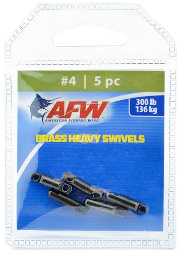 Heavy-Duty Strength – Built for Extreme Conditions, These Brass swivels Offer Superior Durability and high Break Strengths up to 1,100 lbs, Ideal for Big Game Fishing and Tough Applications - size: 5 pc, #4, 300 lb test