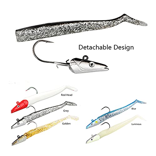 Lead Head Jigs Soft Lures for Hunting or Fishing Lures Swimbaits with Hooks,Artificial Fishing Baits for Saltwater & Freshwater(5pcs/Set) - color: 0.78oz-4.3"