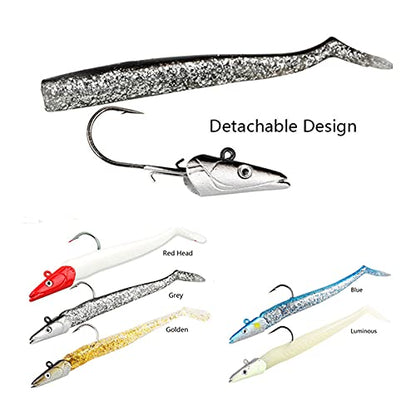 Lead Head Jigs Soft Lures for Hunting or Fishing Lures Swimbaits with Hooks,Artificial Fishing Baits for Saltwater & Freshwater(5pcs/Set) - color: 0.35oz-3.9"