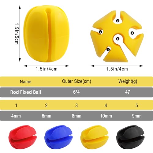 Fishing Rod Holder Straps, 2pcs Silicone 5-Holes Fishing Rod Fixed Ball, Fly Fishing Puller Fishing Accessories for Fishing Pole - style: Red-2pcs