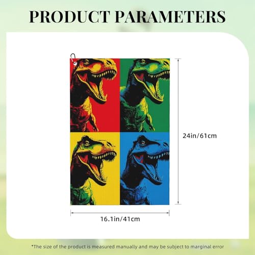 T-Rex Dinosaurs Golf Towel 16" X 24" with Clip Golfer Bags Accessories Gifts - color: T-rex Dinosaurs