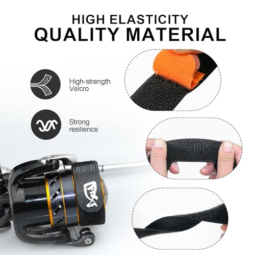 Fishing Reel Spool Cover Protector Band, Elastic Hook and Loop - color: Black