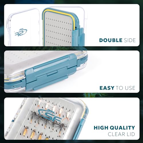 SF Large Waterproof Fly Box For Fly Fishing Double Sided Clear Lid Ice Fishing Jig Head Tackle Box Fly Flies Dry Flies Wet Flies Nymph Streamer Easy Grip Foam - style: Easy Grip Foam-Large
