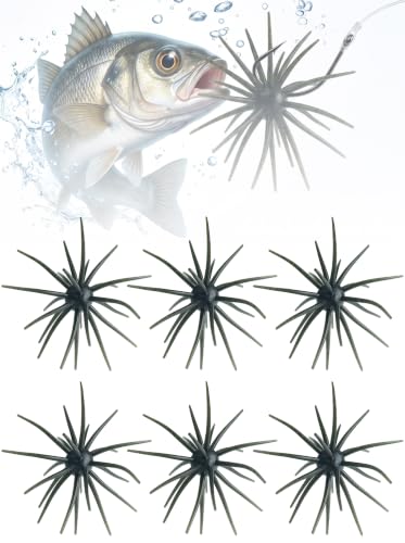 Sea Urchin Bait, Tentacle Coike Creature Bait, Dice Fishing Soft Lures, Durable Floating Finesse Baits for Bass Pike Trout, Drop Shot Wacky Rig Neko Rig, Size 2.56" & 4.13" - color: 6-DarkGreen, size: 4.13-INCH