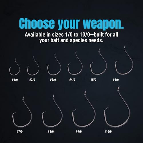 Reaction Tackle Heavy Wire Catfish Hooks - High Carbon Steel for Channel, Blue and Flathead Catfish - Sharp Offset Point, Freshwater and Saltwater Fishing (25-Pack) - size: #4/0