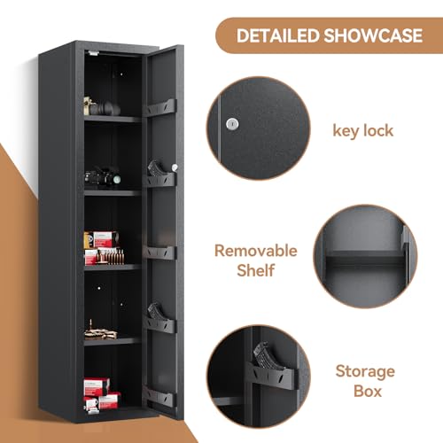 KAER Gun Safe, 59-Inch Tall Gun Cabinet, Home Safe, Large Safe for Home Use, Quick Access, with Drawers and Removable Shelves - size: 59-Inch Gun Safe