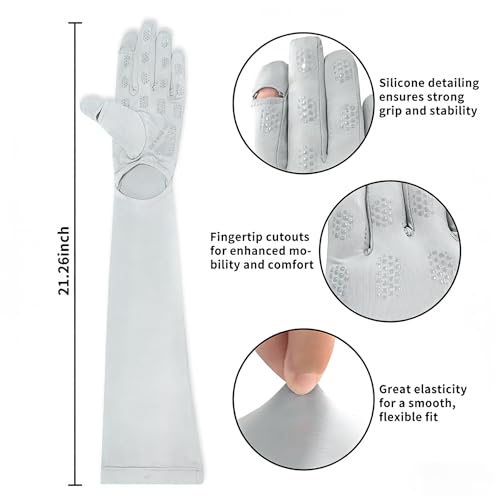 GLEDLOVES Driving Gloves Women, Cycling Gloves, Sun Women UV Protection, | Driving Arm Protection for Sleeves Golf Fishing - color: Grey
